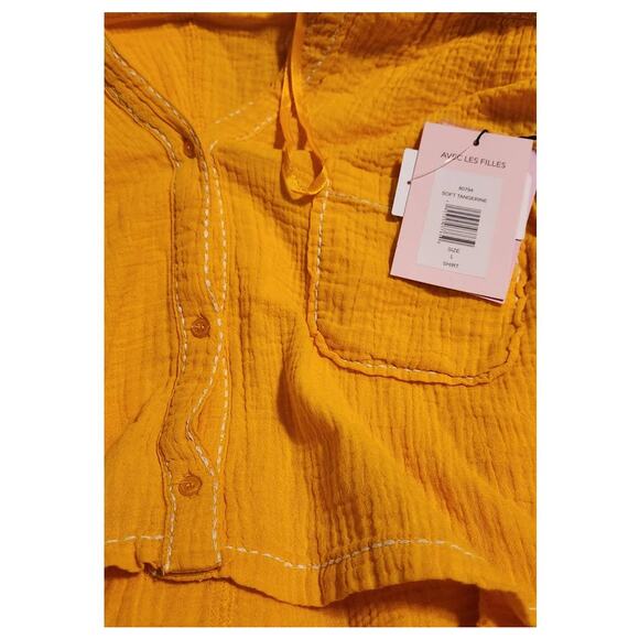 NWT AVEC LES FILLES Cotton Gauze Top & Shorts In Soft Tangerine L - Picture 5 of 9
